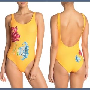 NEW $225‎ Onia Kelly Floral One Piece Swimsuit Sunflower Yellow [SZ Small ]